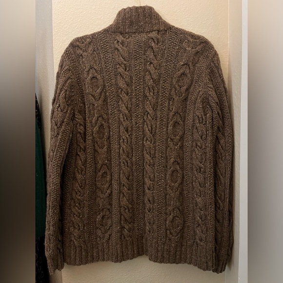 Lauren Ralph Lauren Hand Knit Brown Cable Knit 1/4 zip Sweater size Medium - Picture 10 of 13